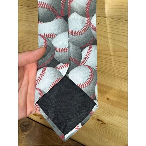 Ralph Marlin Vintage Men's “Just Balls- Baseballs  Print Necktie Multicolor Poly - Picture 5 of 10